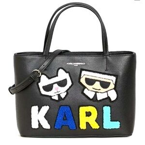 Karl Lagerfeld Maybelle Black Furry Tote Bag